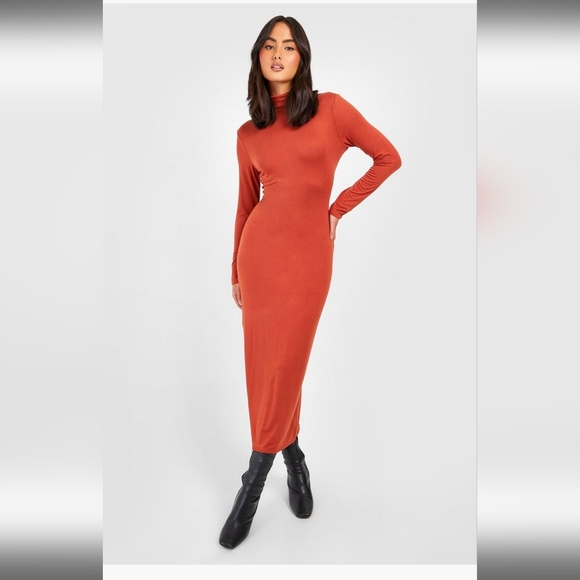 Boohoo Dresses & Skirts - NWT Turtle Neck Long Sleeve Midi Size 14